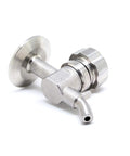 QiiMii 1.5'' SS304 stainless beer sampling valve with hose barb, side view.