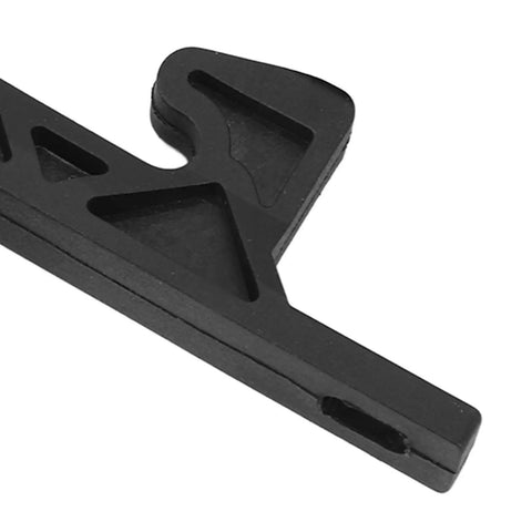 Close-up of Universal RV Push To Close Cabinet Latches With 5 Lb Pull Force in black ABS material.