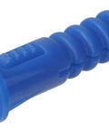Side view of blue ribbed plastic wall anchor from Ribbed Plastic Wall Anchors Pack Of 100 In Blue For Concrete Brick Hollow Block Drywall And Plaster Sizes 8 10 12 By One And One Quarter Inch Easy Installation Pre Drilling Required Screws Not Included