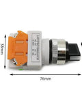 Compact 22mm Rotary Selector Switch Knob With 4 Screw Terminals 2 Way Small Size 2 Position ON OFF Push Button Switch No NC Contacts Durable 10A 66V Build That Is Great For DIY Electronics Projects, side view with 76mm length