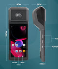 Front and side view of Android 14 Handheld POS With 58MM High Speed Thermal Printer And 5.5 Inch Touch Screen NFC Ready