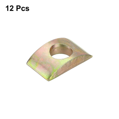 12 Pack M10 Half Moon Lock Washers, iron spacer connector in bronze tone, showcasing single washer with 10mm hole.
