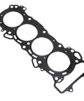 Multi Layer Steel Motorcycle Cylinder Head Gasket Direct Oem Fit For Honda Cb600F Abs 2007 To 2010 in black, view from side showing four openings.