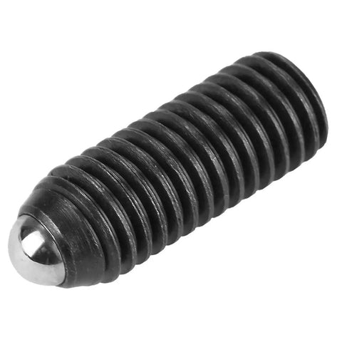 Heavy Duty M10 Threaded Ball Plungers 10 Pack Carbon Steel with a knurled surface, ideal for precision clamping and tooling applications.