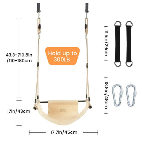 Minimalist Doorway Swing Chair With Heavy Duty Rope For Indoor Outdoor Fun, Comfortable U Shape Ergonomic Design, Beige