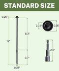 Heavy Duty Timber Screws 60 Pack 12 Inch Structural Lag Bolts dimensions with size details, hex washer head, and knurled shank.