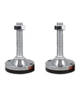Heavy Duty Adjustable Furniture Leveling Feet With Non Slip Rubber Bottoms Rock Solid Screw Legs For Wobbly Tables Chairs Cabinets And Sofas Super Sturdy Carbon Steel Two Pack, chrome finish, M24 screw size.