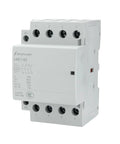 4 Pole AC Contactor With 120V Coil Normally Open, 60A IEC 400V Rating, shown installed on DIN rail mount base for HVAC use