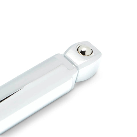 Close-up of chrome finish on 11 Piece Wobble Extension Set With Ball Detent For Secure Socket Retention, Pro Grade Quality