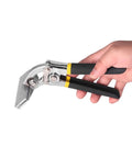 Hand holding Durable Alloy Steel Hand Seamer for Metalworking with 80mm bent jaw, used for bending, seaming, and flattening sheet metal.