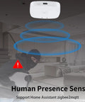 Smart Home Presence Sensor With Zigbee Millimeter Wave Radar Detection For Home Assistant Via Zigbee2mqtt Real Time Presence Distance Illuminance Sensing And Instant Motion Alerts Dope Home Automation Upgrade, white ceiling sensor in living room