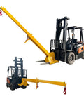 Heavy Duty Forklift Jib Boom Crane Attachment With Extendable Telescopic Boom Arm And Adjustable Tilt For Two Ton Lifting attached to forklift.