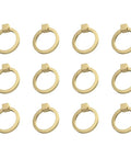 12 Pieces Solid Brass Ring Pull Handles For Dresser Cabinets Wardrobe Doors And Bedroom Furniture Hardware Brushed Gold Finish
