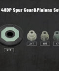 Beefy All Metal 48DP 91T Spur Gear Differential Kit With Slipper And 17T 19T 21T Pinions For 1/10 Arrma Senton 4x4 550