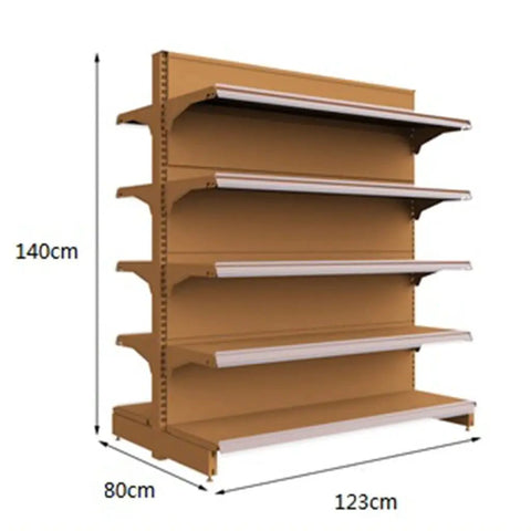 Slick Heavy Duty, Five Tier Double Sided Storage Rack Featuring Adjustable Metal Frame And Wood Panels, 140cm tall.