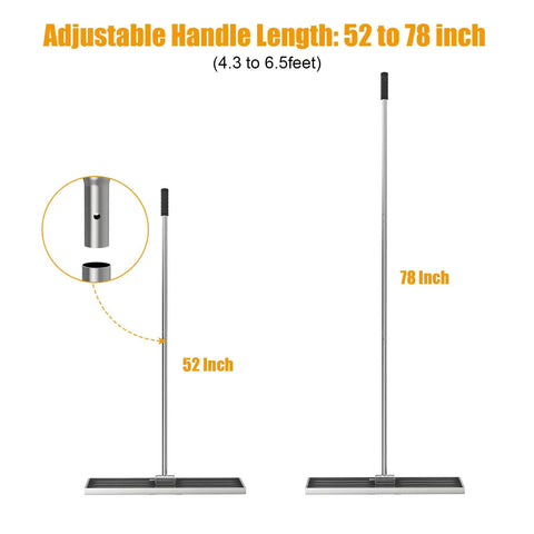 48 Inch Wide Lawn Leveling Rake With 52 To 78 Inch Adjustable Telescopic Handle Heavy Duty Stainless Steel Leveler Tool