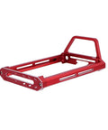 Red angle view of Beefy Aluminum Transmitter Protector Frame And Hand Wheel Base Upgrade Kit For Flysky Noble NB4 Remote Control Tough Sleek Metal Upgrade Parts Easy Install Style 11