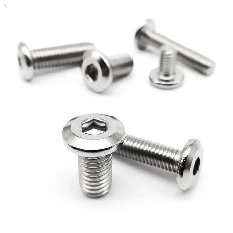 Flat Head Hex Socket Bolts Set M2 M2.5 M3 M4 M5 M6 M8 With Large Flange For Allen Head Connectors And Structural Fastening 304 Stainless Steel A2 Furniture Hardware Rivet Screws Includes M5x16mm Ten Pieces close-up view