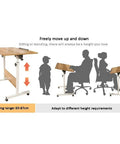 Heavy Duty Rolling Laptop Desk With Secure Locking Brake Casters Adjustable Mobile Workstation Table For Bed Sofa Living Room Home Office Gaming Lounge Setup with adjustable height from 65-87cm.