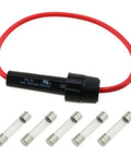 Dead Simple Heavy Duty 6 Circuit Inline Fuse Holder Box With Rock Solid Bakelite Block And Five Pack 6X30MM 1A Glass Fuse Set For Car Truck And Marine Wiring Mods with 15A fuse holder and glass fuses.