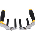 Rock Solid Two Piece Gypsum Board Lifter And Ceramic Tile Glass Carrier Pair With Adjustable Angle Handles displaying ergonomic grips and clamps.