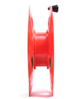 Side view of Heavy Duty Extension Cord Reel With Bag, 100 Feet, Impact Resistant Plastic, Lightweight Portable Organizer, Red