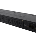 1U Rack Mount Decibel Meter Display With Eight Grounded Outlets Power Supply, RCA In Out, Dual Channel Sensitivity Adjust, Bright Rack Light Show, Ideal For Studio And Live Sound Gear, rear view