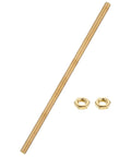 Brass Fully Threaded Rod M8 x 1.25 Pitch Right Hand Threads With Solid Brass Hex Nuts, 200mm Long Heavy Duty Fasteners For Anchors Bolts Hangers