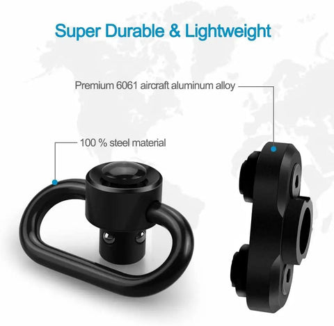 1.25 Inch Sling Mount Attachments Set For Two Point Sling, showing aircraft aluminum and steel construction details