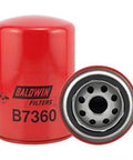 Red B7360 Spin On Oil Filter For Your Rig And Equipment, showcased with top view of fitting end, heavy duty design.