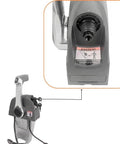 Remote Throttle Control Box For Outboard Motors, Single Top Mount, Model 5006186 with warning label and cable detail