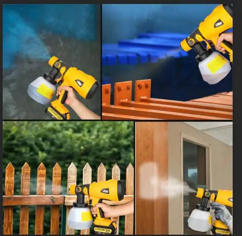 Badass Cordless Hvlp Paint Sprayer Designed For 20 Volt Max Packs Electric Spray Gun used for painting walls, fences, and furniture.