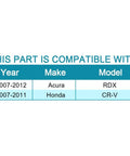 Compatibility chart for Rear Wheel Hub Bearing Assembly 5 Lug With ABS AWD Budget Friendly Replacement showcasing Acura RDX and Honda CR-V models.