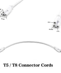 1Ft T5 T8 LED Tube Light Extension Cords With 3 Prong Power Cable Linkable Connector Easy Setup For Integrated Fixtures