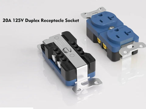 Audiophile Duplex Receptacle 20 Amp 125V Pure Copper Wall Outlet for Home Audio Systems in two views