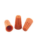 Three orange wire nuts from the 700 Piece Electrical Wire Connectors Kit with Easy Screw In Nuts and Springs Orange Insulated Wire Caps.
