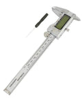 Digital Vernier Caliper 150mm Metric Inch Switch(without) displayed showing stainless steel body and LCD screen.