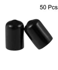 Rubber End Caps 11mm Inner Diameter Vinyl Round Tube Bolt Cap Covers 50 Pack Black Protectors for Chair Feet