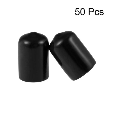Rubber End Caps 11mm Inner Diameter Vinyl Round Tube Bolt Cap Covers 50 Pack Black Protectors for Chair Feet