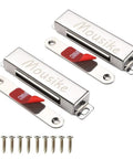 Heavy Duty 70lb Magnetic Door Catch For Stainless Steel Cabinets And Drawers, shown with screws and adhesive backing.