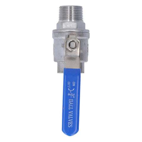 Heavy Duty Three Quarter Inch Npt Stainless Steel Ball Valve For Water Oil Gas Lines Featuring Rock Solid Shutoff And Zero Drip Leak Protection Engineered For Slick Flow And Tough Grind Use with blue handle.