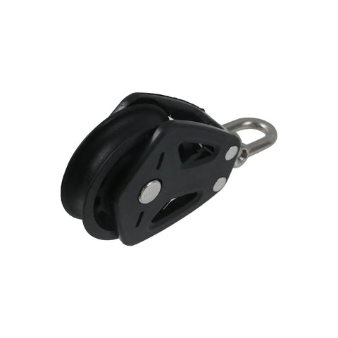 Nylon Marine Pulley Beefy Yet Lightweight With Stainless Steel Hardware For Ropes Up To 11mm 1650 Lb Load Capacity Ideal For Yacht And Sailboat Pulleys, black side view