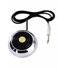 Round stainless steel tattoo foot pedal with 360 degree switch and 5 inch clip cord for tattoo machine power supply, heavy duty foot switch.