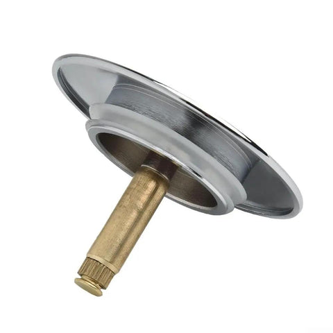 Bath Basin Waste Stopper 70mm Diameter, Adjustable Pop-Up Drain-Plug with a shiny chrome finish and brass drainage connector.