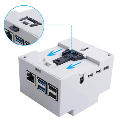 Raspberry Pi 4 DIN Rail Case With Built In Fan Modular Box For Electrical Panels Heat Sinks Included For Pi 4 Model B Durable DIN Rail Mount