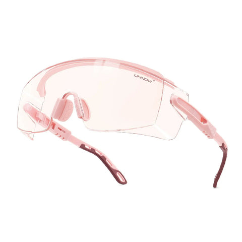 OTG Safety Goggles That Fit Over Prescription Glasses, Anti Fog, ANSI Z87.1 Certified, pink adjustable protective eyewear