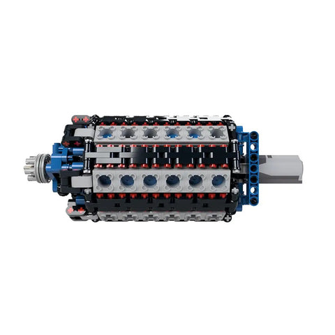 Mini 42 Cylinder Radial Engine That Runs Build Kit For Adults, 691 Piece R 2160 MOC 164609 Engine Model With ABS Bricks, front view