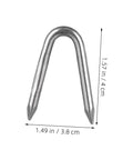 Heavy Duty Wire Mesh Staples Set For Outdoor Construction Reusable U Shaped Fence Post Staples shown with dimensions