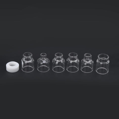 Glass nozzles and silicone ring from All In One 17Pcs TIG Torch Consumables Kit With Glass Nozzles Gun Tails Tungsten Clamps Silicone Ring Guide Pieces