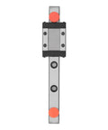 MGN9C Linear Guide Rail Miniature Slide with bearing steel block for CNC tools, 1.86kN load capacity, 100mm travel, front view.